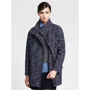 BANANA REPUBLIC Oversized Zip Close Marled High Neck Cocoon Coat NWT Size Small